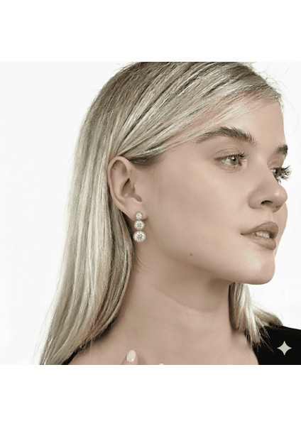 Elmas Görünümlü Damla Tasarım Rose Renk 925 Ayar Gümüş Bayan Küpe modelleri