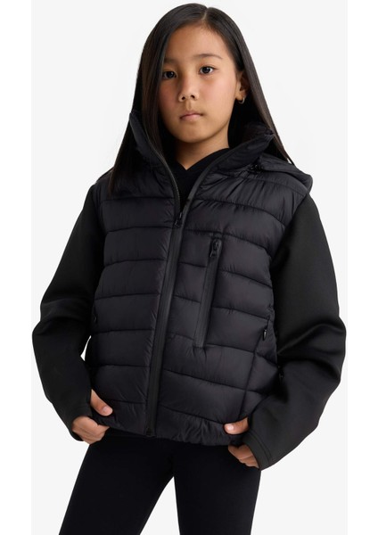 Kız Çocuk Çıkarılabilir Kapüşonlu Fermuarlı Mont F3563A825AU