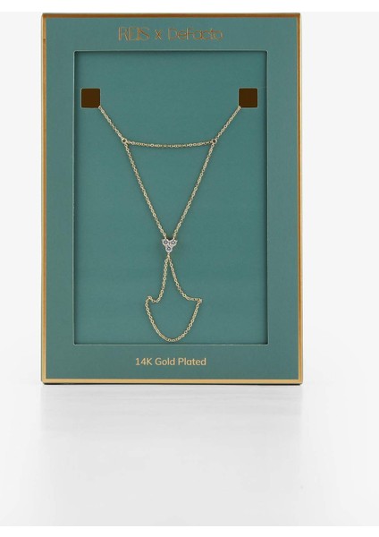 Reis x DeFacto 14 Ayar Altın Kaplama Kadın Triple Taşlı Gold Şahmeran F3990AXNS