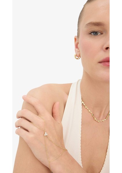 Reis x DeFacto 14 Ayar Altın Kaplama Kadın Triple Taşlı Gold Şahmeran F3990AXNS