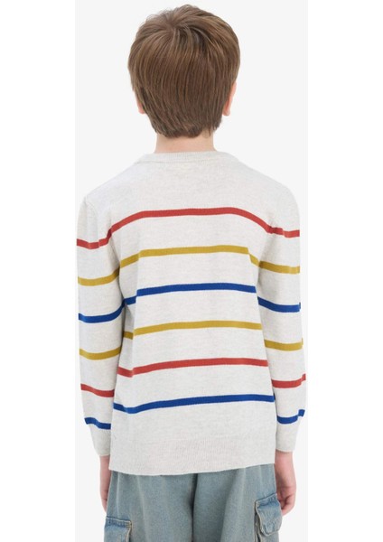 Erkek Çocuk Çizgili Bisiklet Yaka Triko Kazak