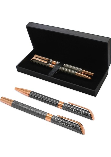 Isme Özel Yazılı Rose Gri Renk Roller Tükenmez Kalem Seti fiyatları