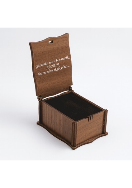 Hediye Notu Yazılı Kahverengi Ahşap Kolye Küpe Bileklik Set Takı Kutusu - M3 fiyatları