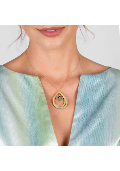 Isme Özel Yazılı Altın Renk 925 Ayar Gümüş Bayan Üç Damla Kolye indirimleri