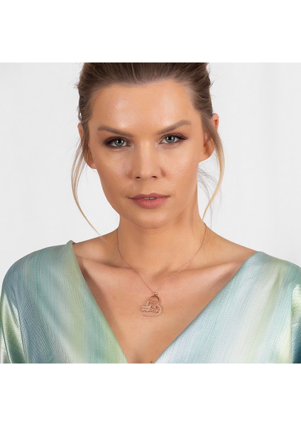 Kişiye Özel Isim Tarih Yazılı Rose Renk 925 Ayar Gümüş Kelebek Kalp Kolye modelleri