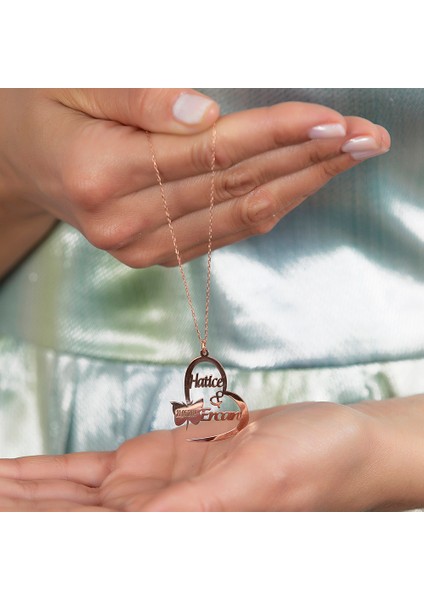 Kişiye Özel Isim Tarih Yazılı Rose Renk 925 Ayar Gümüş Kelebek Kalp Kolye indirimleri