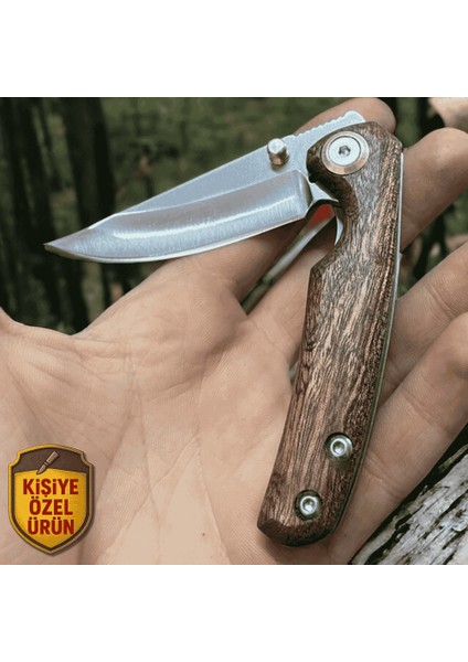 Afrika Sapelli Saplı Kilit Mekanizmalı Isme Özel Yazılı Dövme Çelikten Avcı Kamp Bıçağı - F103 fiyatları