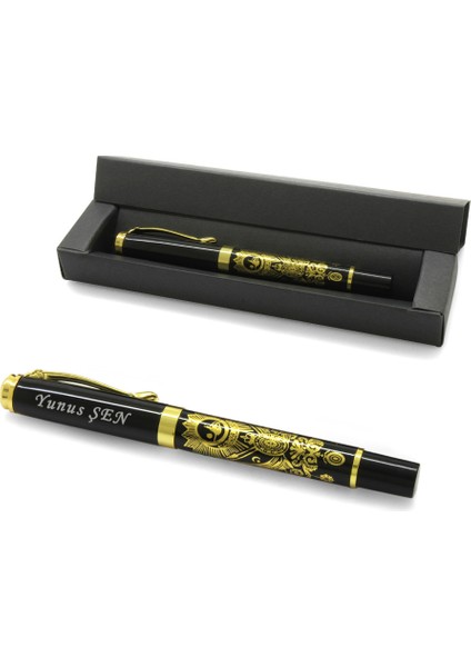 Isme Özel Yazılı Sarı Siyah Renk Arma Desenli Roller Tükenmez Kalem fiyatları