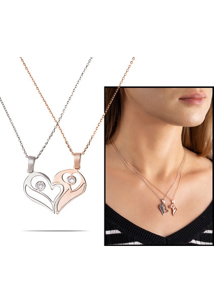 Zirkon Taşlı Isme Özel Yazılı 925 Ayar Gümüş Kalbimin Yarısı Kolye indirimleri