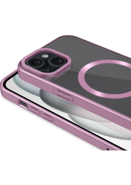 Apple iPhone 15 Kılıf Mat Tasarımlı Magsafe Wireless Şarj Özellikli Mbvo Mat Setro Kapak-Pembe modelleri