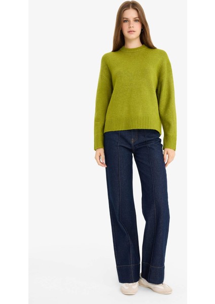 Oversize Geniş Kalıp Bisiklet Yaka Triko Kazak