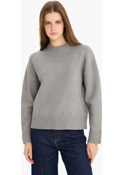 Oversize Geniş Kalıp Bisiklet Yaka Triko Kazak R6044AZ25WN