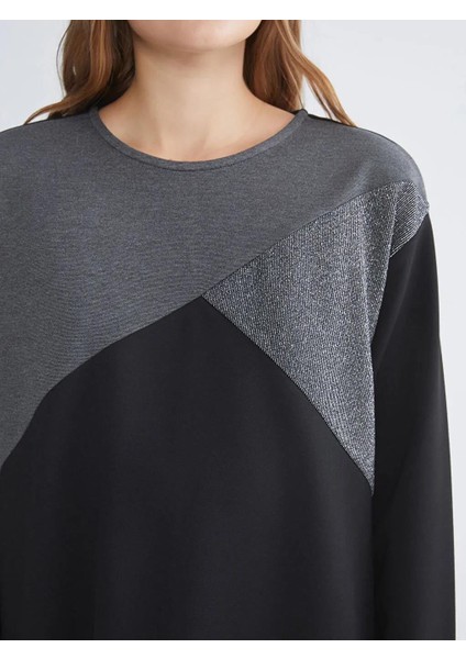 Bisiklet Yaka Renk Bloklu Elbise (W5) modelleri