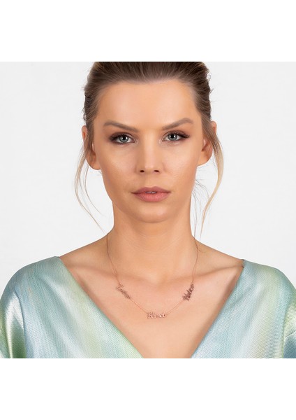 Kişiye Özel Üç Isim Yazılı Rose Renk 925 Ayar Gümüş Bayan Kolye fırsatları