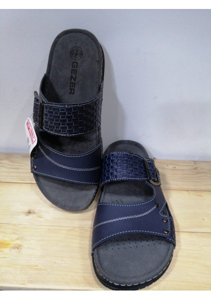 Tek Tokalı Ayarlanabilir Şık Rahat Taban Lacivert Renkli Erkek Yazlık Günlük Terlik