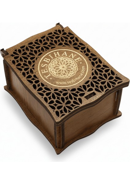 Hediye Notu Yazılı Kahverengi Ahşap Kolye Küpe Bileklik Set Takı Kutusu - M4