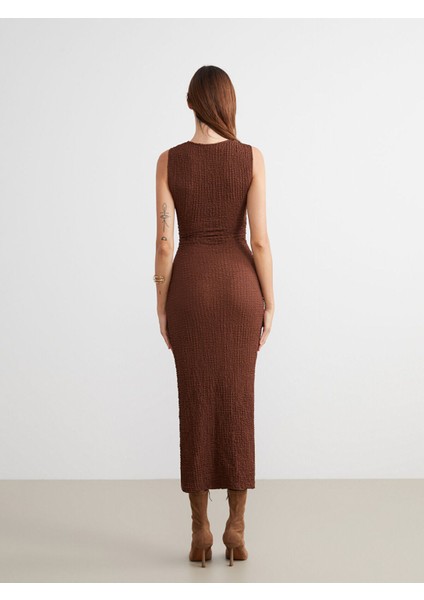 Lcw Yeni Sezon Vizyon Yeni Sezon Bisiklet Yaka Büzgülü Bodycon Elbise fırsatları