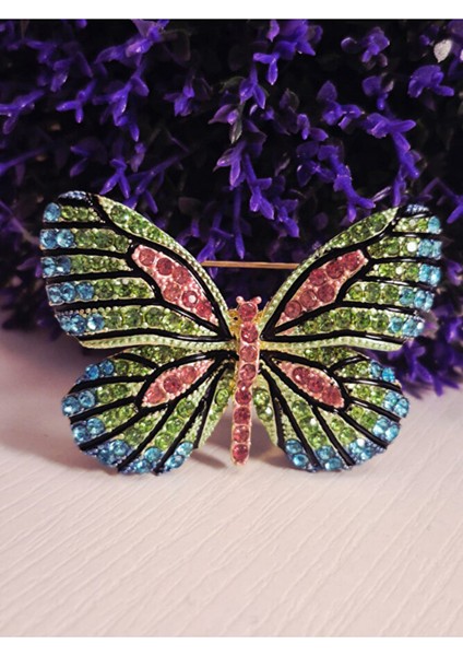 Gökkuşağı Kanadı Kelebek Broş