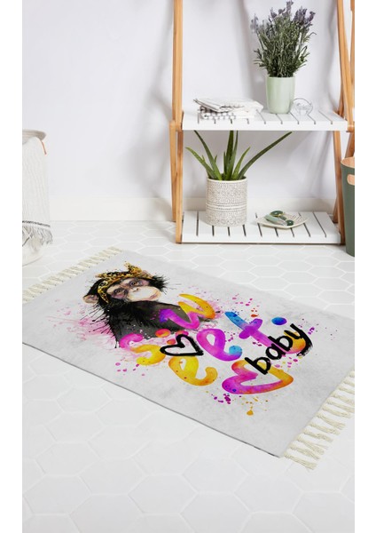 Banyo Halısı Dijital Baskılı Banyo Paspası 50X80 Polyester Kaymaz Tabanlı Duş Paspası Sweet Baby