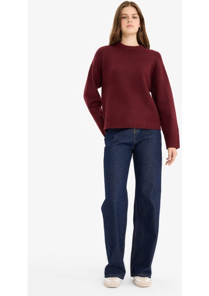 Oversize Geniş Kalıp Bisiklet Yaka Triko Kazak R6044AZ25WN