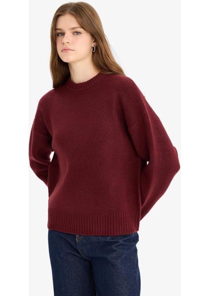 Oversize Geniş Kalıp Bisiklet Yaka Triko Kazak R6044AZ25WN