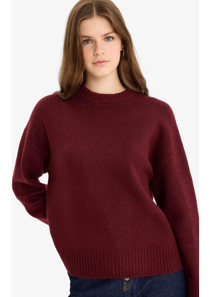 Oversize Geniş Kalıp Bisiklet Yaka Triko Kazak R6044AZ25WN