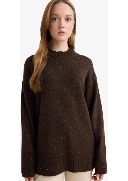 Loose Fit Bisiklet Yaka Triko Tunik F3242AX25WN