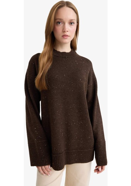 Loose Fit Bisiklet Yaka Triko Tunik F3242AX25WN