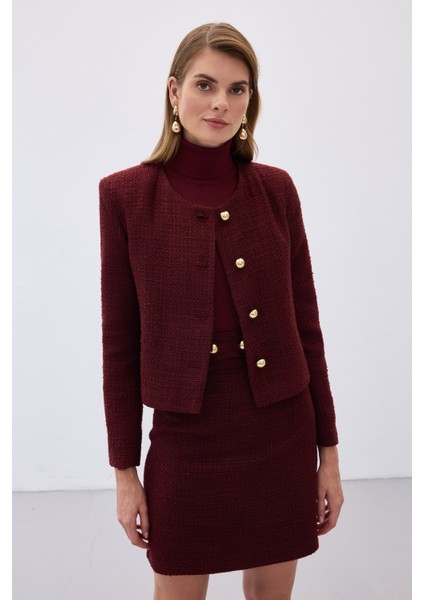 Kısa Tüvit Ceket - Bordo modelleri