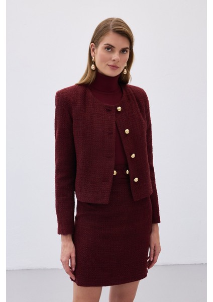 Kısa Tüvit Ceket - Bordo fırsatları