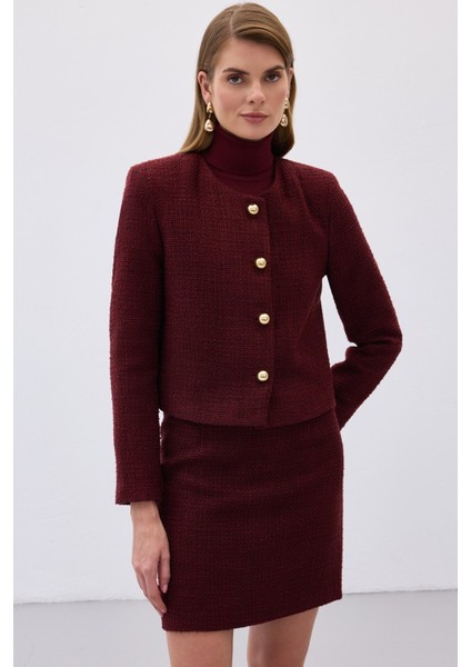 Kısa Tüvit Ceket - Bordo