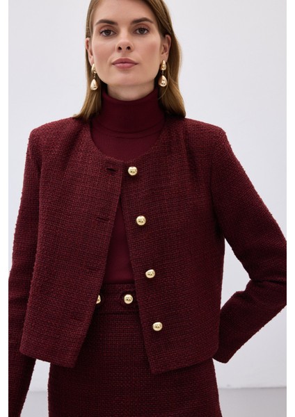 Kısa Tüvit Ceket - Bordo