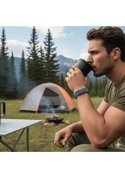 Pusulalı Çakmaklı Taktik Paracord Bileklik - Deniz Kamuflaj Desen - Kamp ve Doğa Sporları Için modelleri