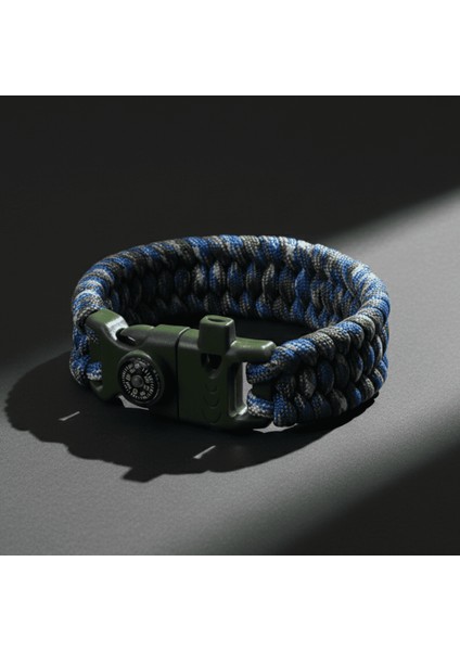 Pusulalı Çakmaklı Taktik Paracord Bileklik - Deniz Kamuflaj Desen - Kamp ve Doğa Sporları Için indirimleri