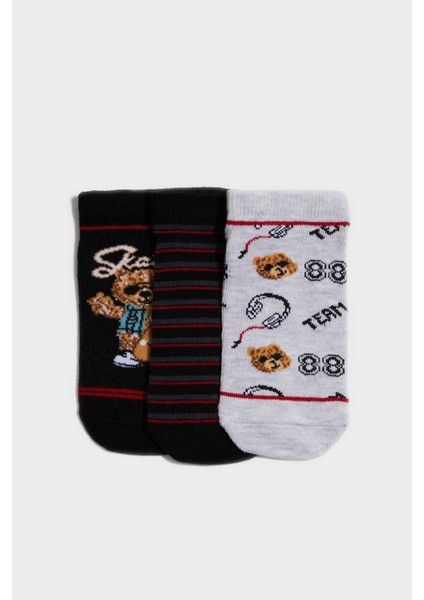 Erkek Çocuk 3'lü Pamuklu Patik Çorap