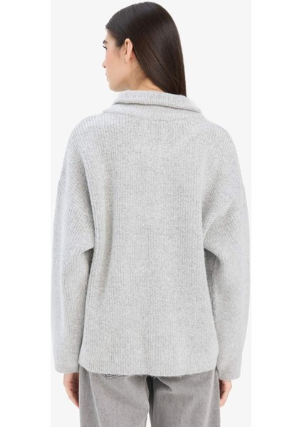 Relax Fit Yarım Fermuarlı Triko Kazak F3897AX25WN