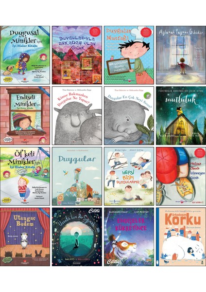 / Endişeli Öfkeli Duygusal Minikler Için Iyi Hisler Kitabı + Duygularıyla Arkadaş Olan Çocuk + Duygular Mutfağı + Ağlamak Yağmur Gibidir + Arkadaşım Korku / 16’lı Set P4C