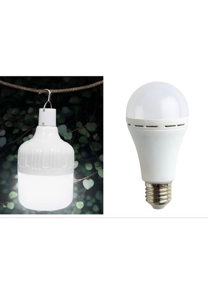 Şarjlı Ampul Seti ( Şarjlı LED Ampul 7 W + Şarjlı LED Torch Ampul 30 W )
