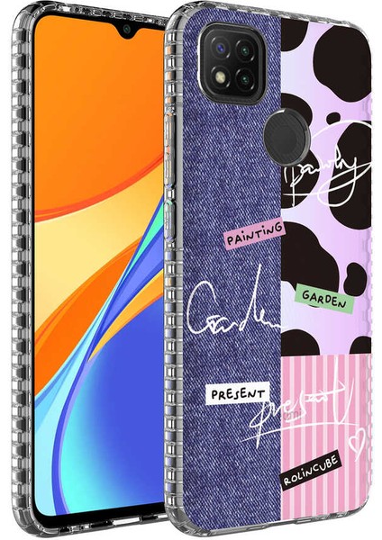 Xiaomi Redmi 9c Kılıf Airbag Kenarlı Renkli Desenli Silikon Mbvo Elegans Kapak-No8