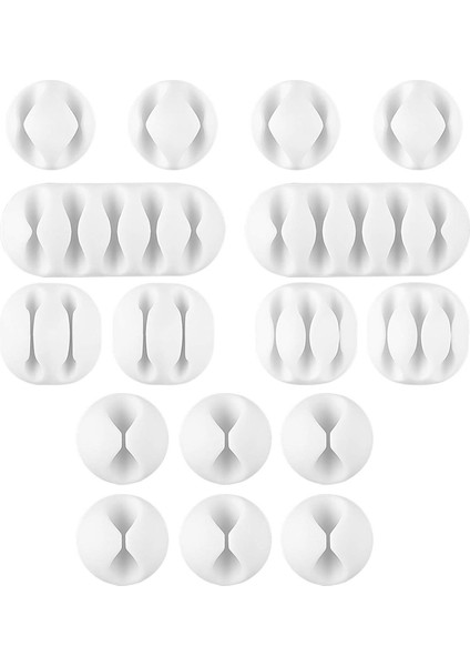 16 Parça Beyaz Yapışkanlı Kablo Organizer Düzenleyici Set Kolay Kullanımlı Çok Amaçlı Kablo Tutucu