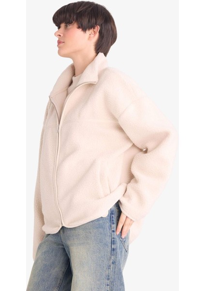 Relax Fit Yarım Balıkçı Yaka Welsoft Pelüş Hırka F4938AX25WN