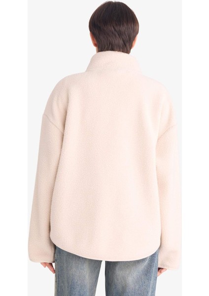 Relax Fit Yarım Balıkçı Yaka Welsoft Pelüş Hırka F4938AX25WN