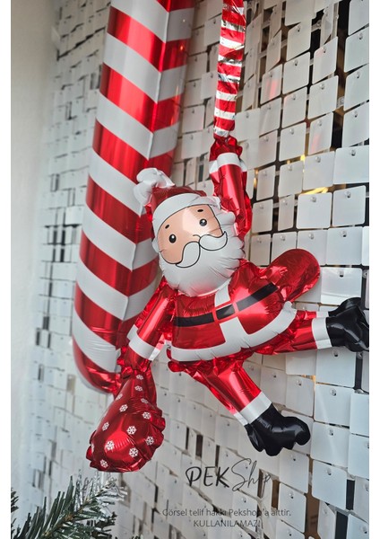 Noel Babalı Baston Şeker Folyo Balon Yılbaşı Süsleme Balonu fiyatları