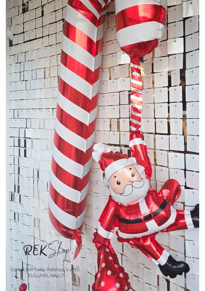 Noel Babalı Baston Şeker Folyo Balon Yılbaşı Süsleme Balonu fırsatları