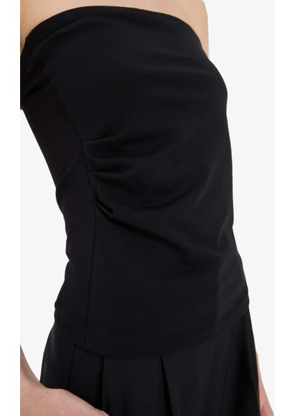 Slim Fit Dar Kesim Straplez Siyah Bluz F4425AX25SM