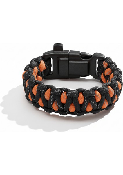 Pusulalı Çakmaklı Taktik Paracord Bileklik - Alev Kamuflaj Desen - Kamp ve Doğa Sporları Için