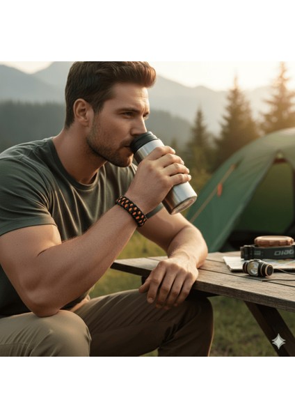 Pusulalı Çakmaklı Taktik Paracord Bileklik - Alev Kamuflaj Desen - Kamp ve Doğa Sporları Için modelleri