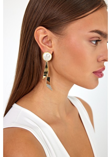 Set.up Inci Detaylı Sallantılı Gold Küpe modelleri