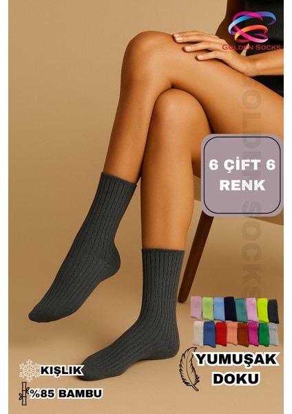 Bambu Kışlık Kadın Çorap 6 Renk 6 Çift, Esnek Kadın Çorap modelleri