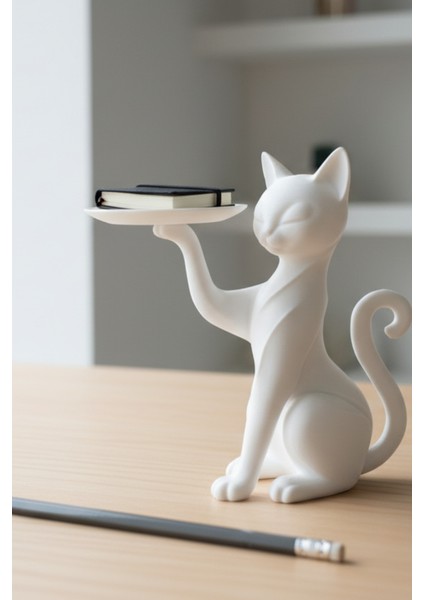 Zarif Kedi Sunumluk Organizer Beyaz Siyah Kırmızı Çok Fonksiyonel Tabağı modelleri